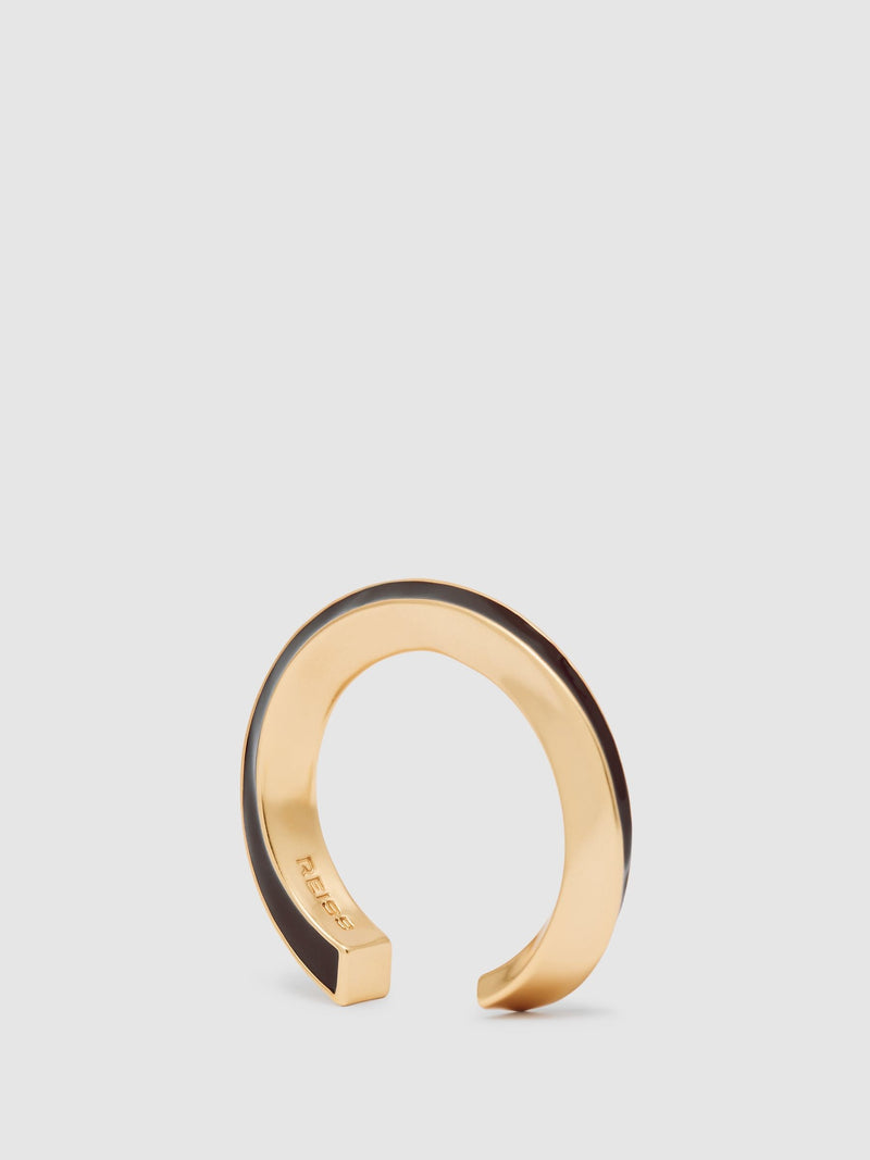 Reiss gold tone Thea twist enamel cuff bracelet 1cm width (British brand)