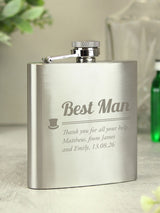 Next PMC Personalised Best Man Stainless Steel Hip Flask- Buy online at McGrocer