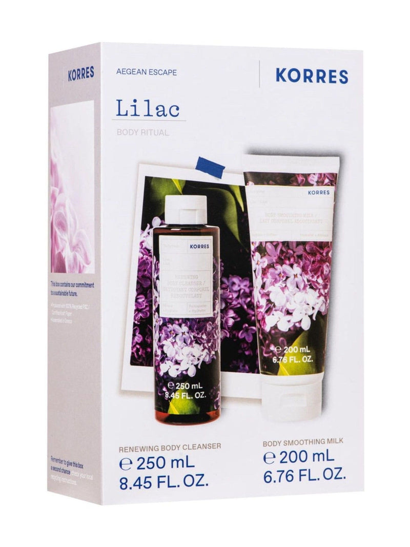 Korres Lilac shower gel and body milk set, UK version