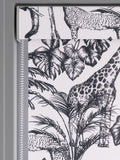 Black and white safari animal roller blind made to measure (British brand)