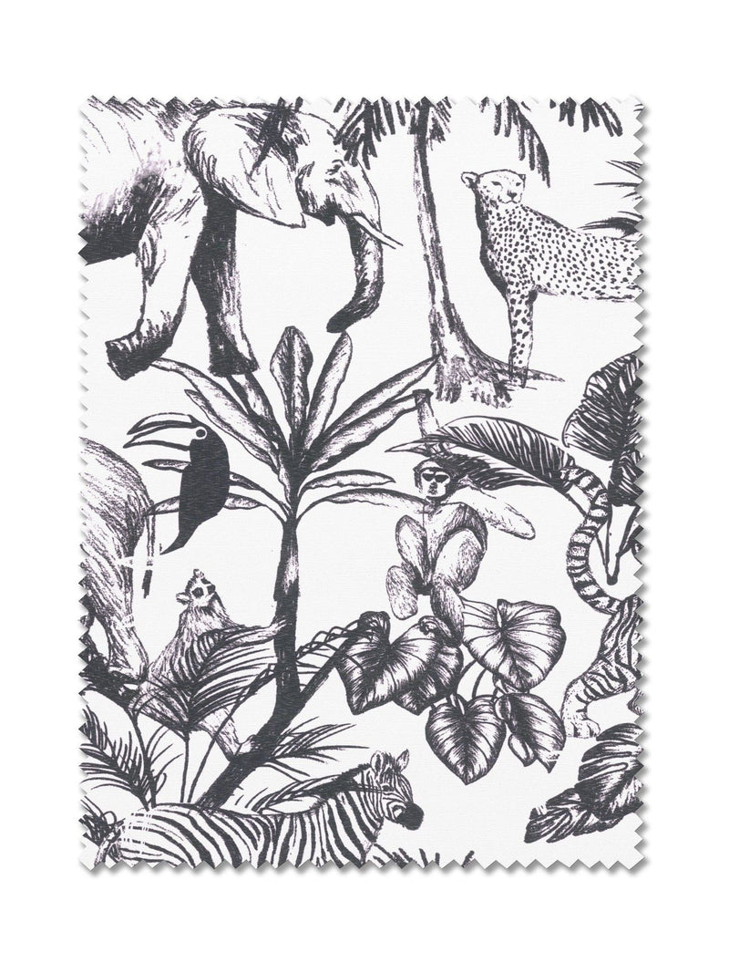 Black and white safari animal roller blind made to measure (British brand)