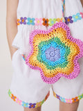 Little Bird straw effect pastel rainbow flower bag British product