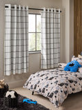 Monochrome grid eyelet blackout curtains, UK version