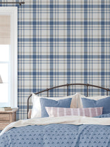 Next Galerie Blue Spring Blossom Plaid Wallpaper Sample (A4)- Buy online at McGrocer