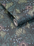 Laurence Llewelyn-Bowen green floral wallpaper sample A4, imported from the UK