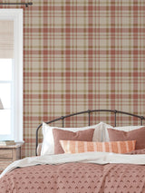 Next Galerie Red Spring Blossom Plaid A4 Wallpaper Sample- Buy online at McGrocer