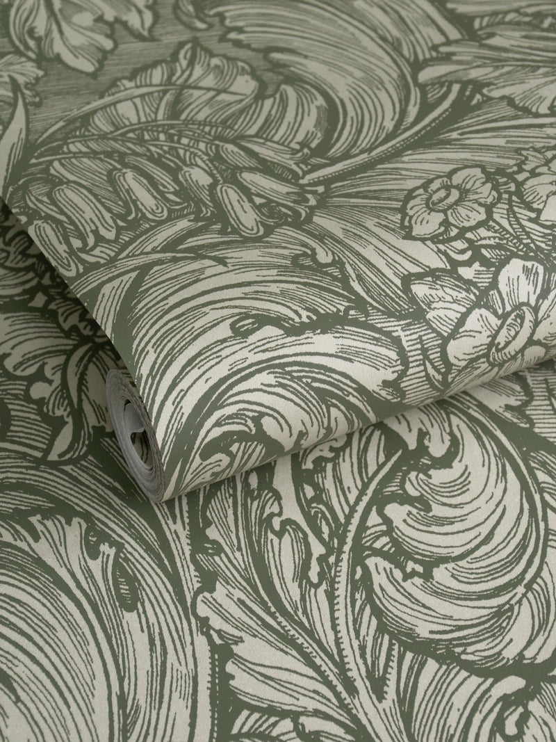 Laurence Llewelyn-Bowen wallpaper sample Hedgerovia green floral print A4 - British product
