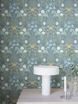 Next Galerie Blue Sommarang 2 Floral Print Wallpaper Sample A4- Buy online at McGrocer
