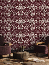 Next Laurence Llewelyn-Bowen Red Damask Sauvage Flock Wallpaper Sample A4- Buy online at McGrocer