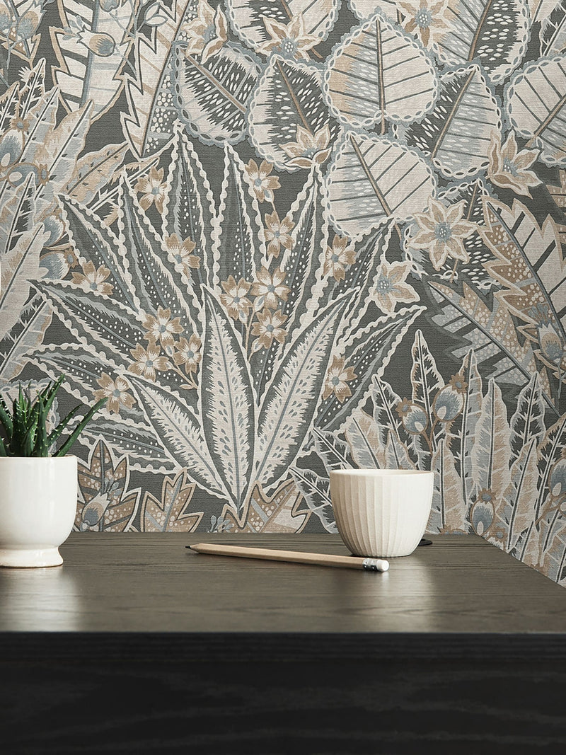 Galerie Bronze Brown floral A4 wallpaper sample, imported from the UK
