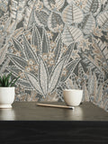 Galerie Bronze Brown floral A4 wallpaper sample, imported from the UK