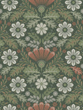 Galerie green floral wallpaper sample A4 with matte tones - British product