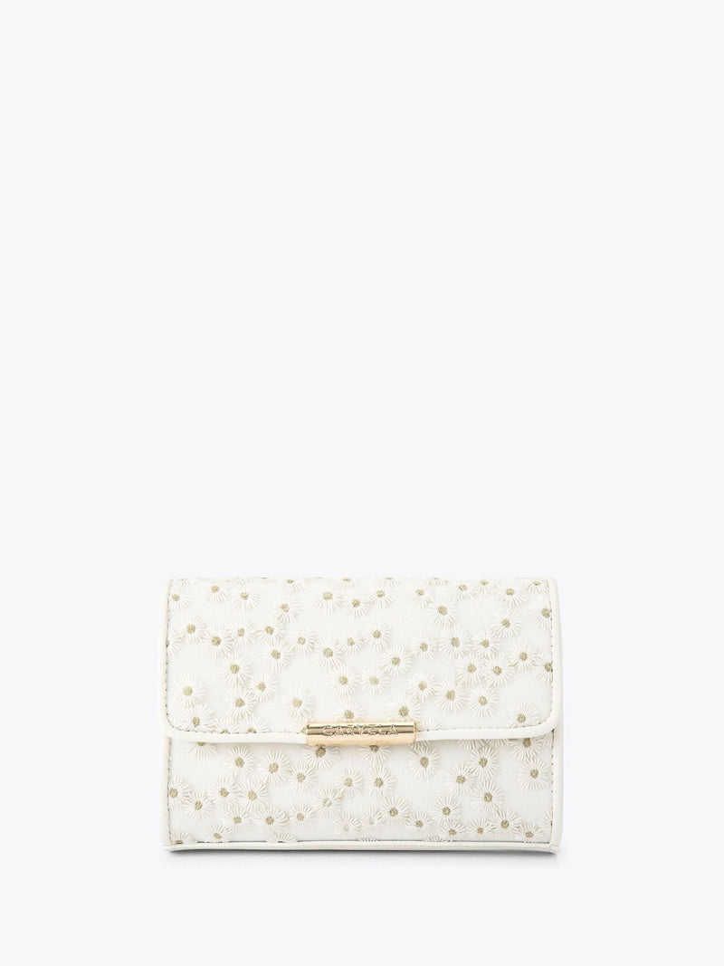 Carvela cream daisy clutch bag, imported from the UK