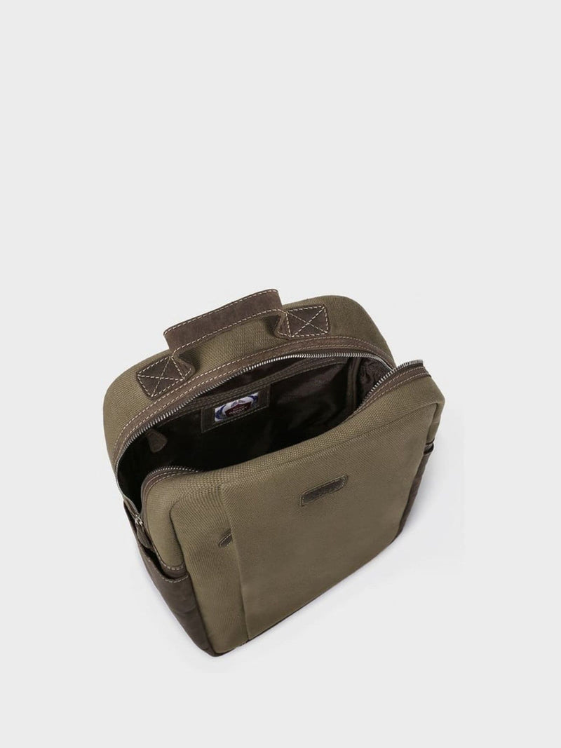 Osprey London Hunter backpack green canvas and leather (British brand)