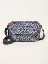 Next FatFace Navy Blue Geometric Canvas Camera Bag- Buy online at McGrocer