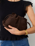 FatFace chocolate brown suede ruched crossbody bag (British brand)