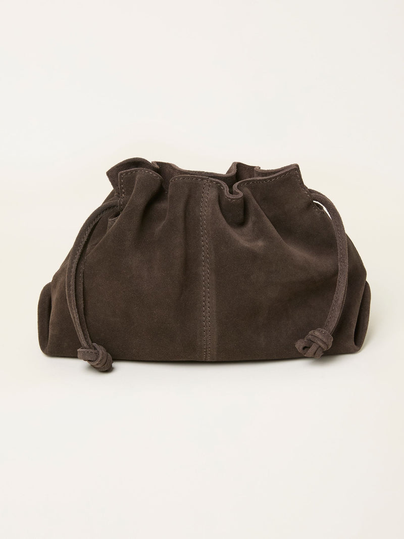FatFace chocolate brown suede ruched crossbody bag (British brand)