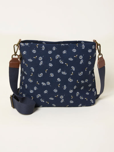 Next FatFace Kingston Navy Blue Canvas Floral Bee Crossbody Bag- Buy online at McGrocer
