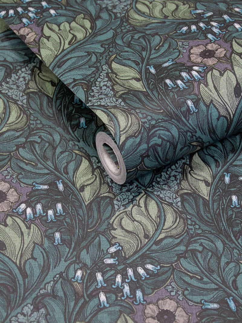 Laurence Llewelyn-Bowen green floral print wallpaper 10 metres - British product
