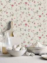 Next Galerie Red French Country Floral Print 10M Wallpaper- Buy online at McGrocer