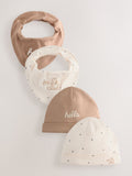baby hat and bib set neutral Milk Club 0-12mths - British product