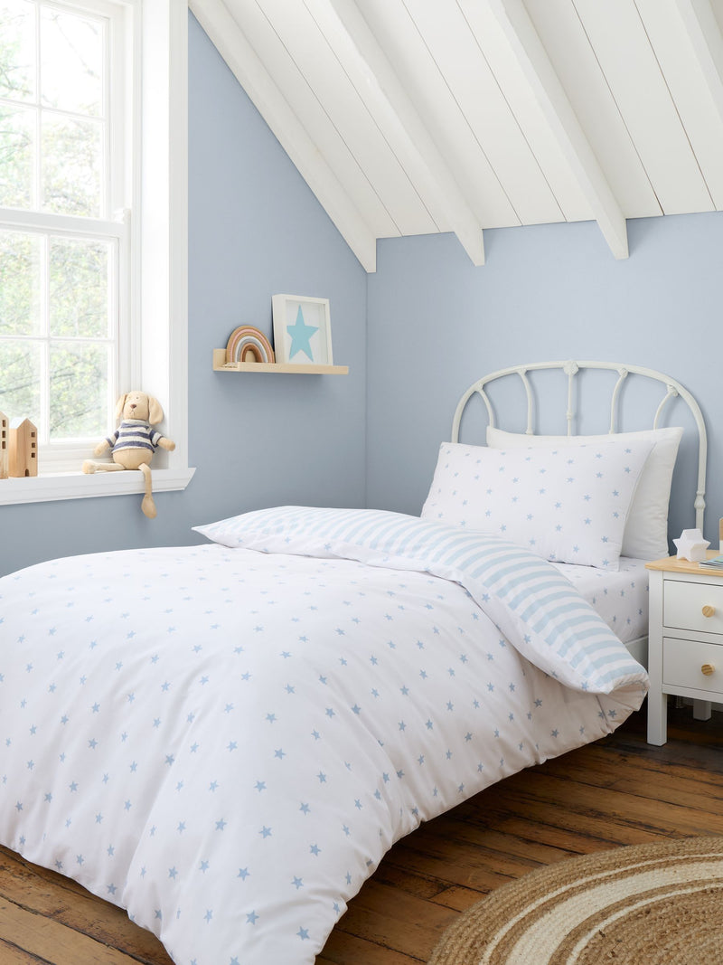 Bianca Blue Mini Star & Stripes cotton duvet set - British product