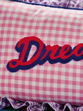 Eleanor Bowmer pink gingham ruffle cushion 30x50cm (British brand)