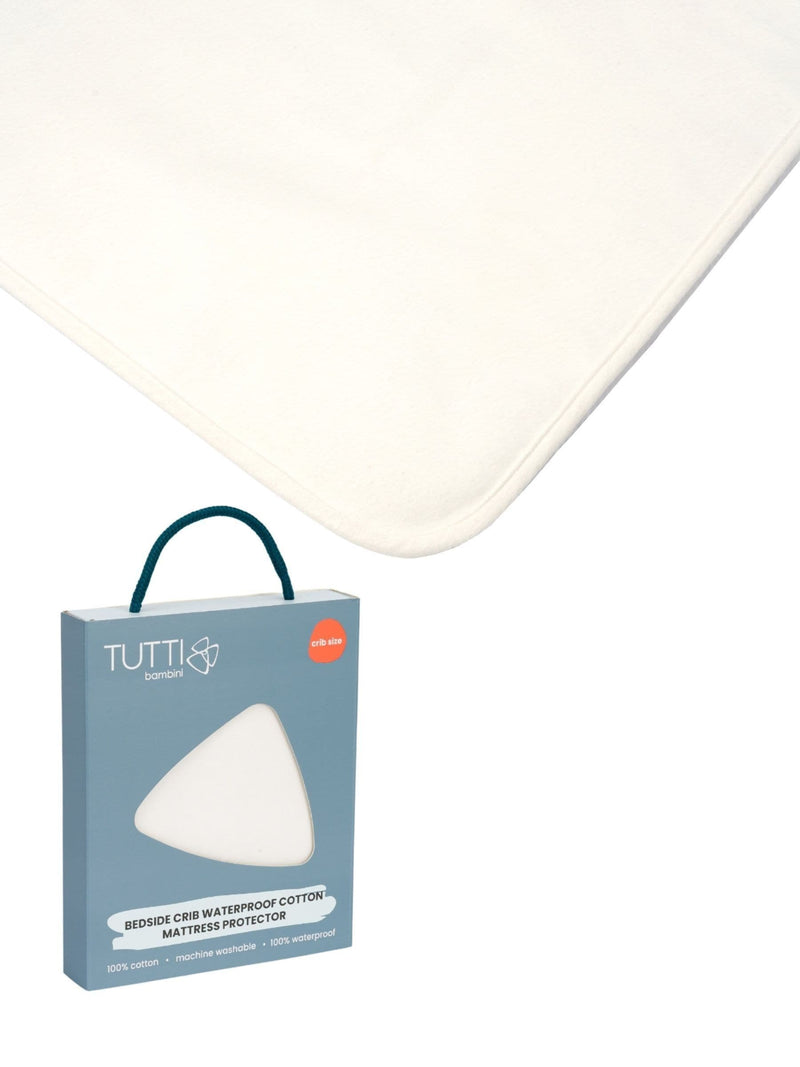 Tutti Bambini white bedside crib waterproof cotton mattress protector (British brand)