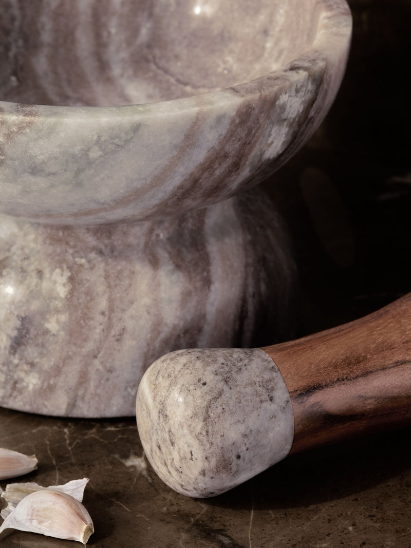 N.Premium marble and wood pestle and mortar 12cm (British brand)