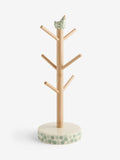 Ceramic chicken mug tree sage green bamboo pole 38cm - British product
