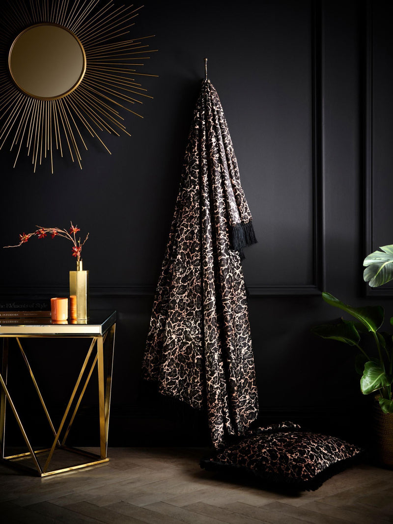 Laurence Llewelyn-Bowen gold velvet throw 180x130cm leopard print, imported from the UK