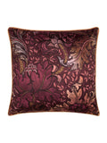 Laurence Llewelyn-Bowen burgundy velvet Morris Major chintz cushion 55x55cm (British brand)