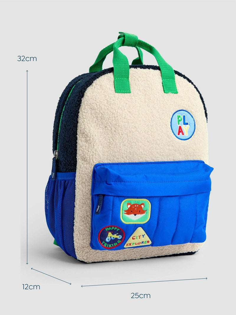 JoJo Maman Bébé Borg colour block medium backpack (British brand)