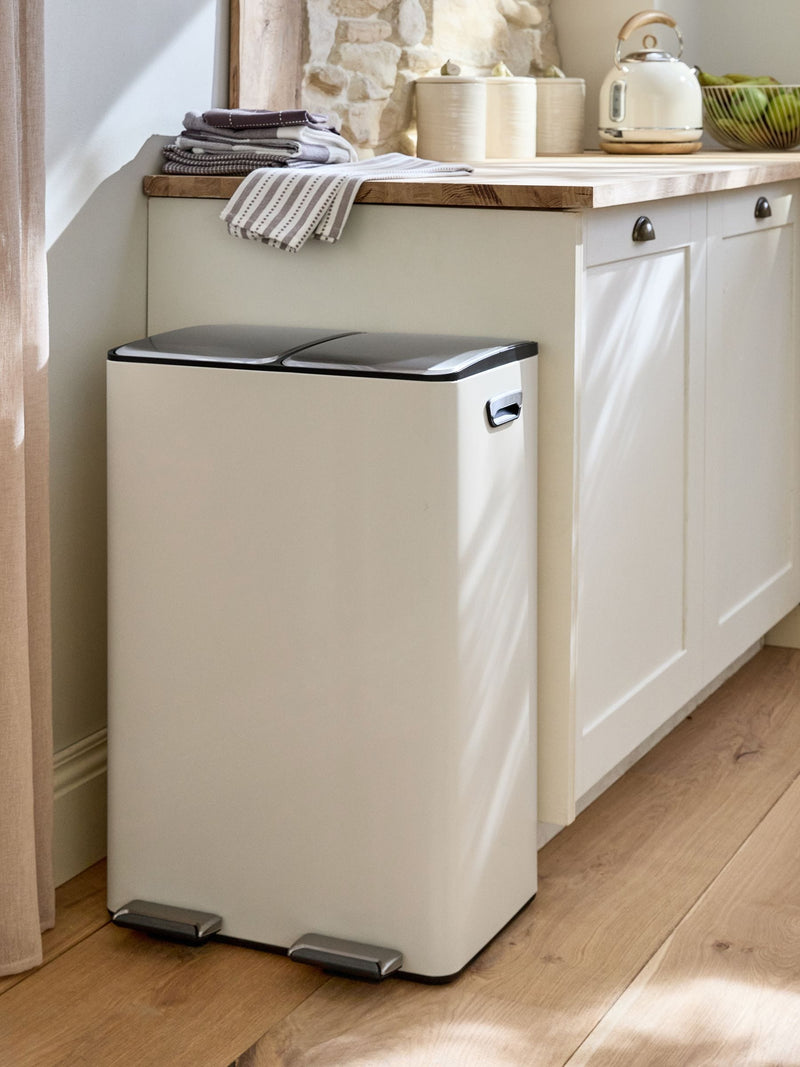 60L black 3 compartment recycling soft close pedal bin - British product