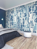 Origin Murals Denim Blue letterpress graffiti wall mural, UK version