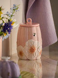 Pink floral biscuit jar ceramic 20cm - British product