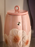 Pink floral biscuit jar ceramic 20cm - British product