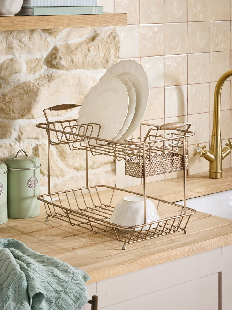 Hertford gold 2-tier dish drainer 48.5cm - British product