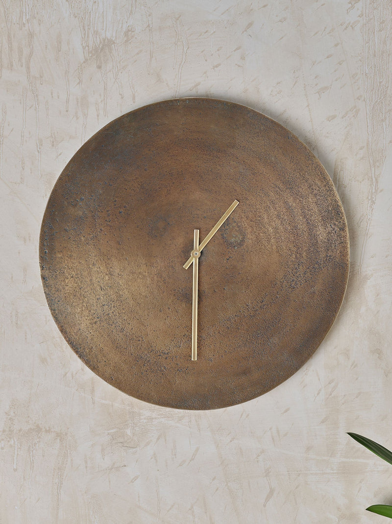 Nkuku Brass Okota wall clock 38cm, imported from the UK