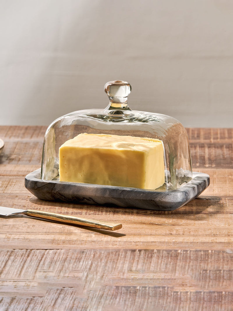 Nkuku Grey Kallso marble butter dish, imported from the UK