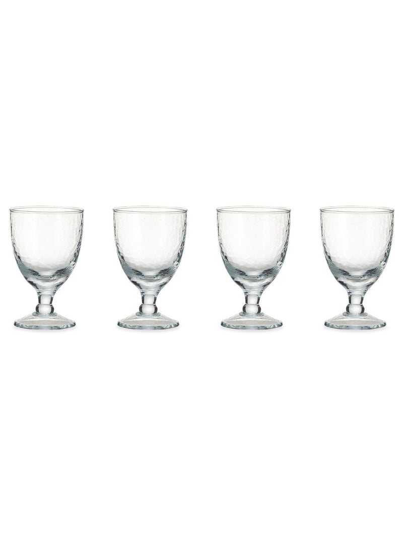 Nkuku set of 4 clear Yala hammered wine glasses, imported from the UK