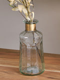 Nkuku Brass Chara Hammered Small Decorative Glass Bottle, imported from the UK