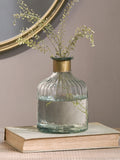 Nkuku Brass Chara Lines hammered glass bottle, imported from the UK