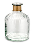 Nkuku Brass Chara Lines hammered glass bottle, imported from the UK
