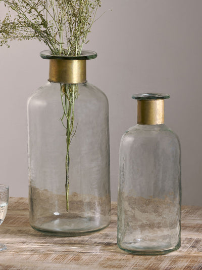 Nkuku Klar Chara Hammered Stor Glassflaske 39 cm Høyde