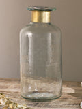 Nkuku Clear Chara hammered glass bottle 39cm height, imported from the UK