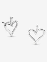 Next Simply Silver Open Heart Stud Earrings in Sterling Silver 925, 8mm x 10mm- Buy online at McGrocer