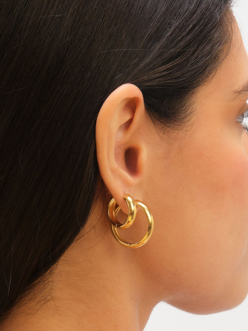 Jon Richard gold plated stainless steel waterproof hoop earrings 25mm, UK version