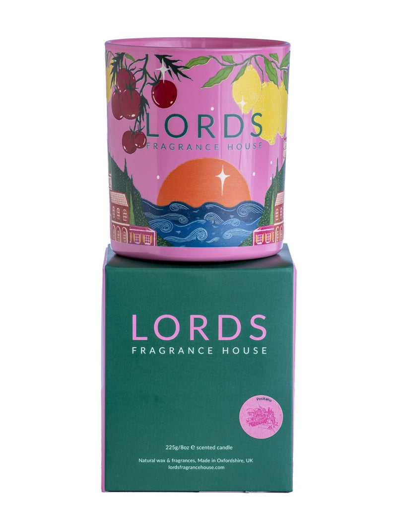 Lords Fragrance House Positano Summer Special glass candle 225g, UK version