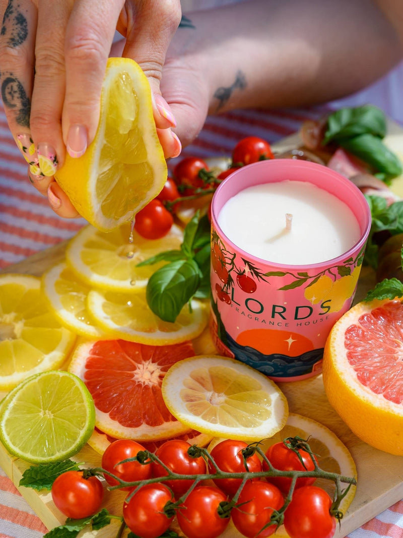 Lords Fragrance House Positano Summer Special glass candle 225g, UK version